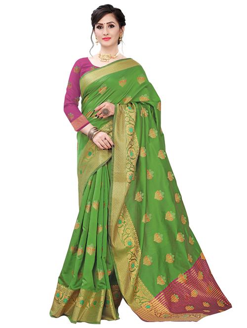 jacquard work handloom saree with blouse - 18043728 - Very Small Image - 1