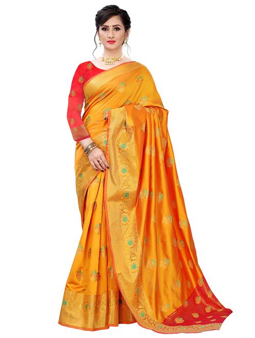 jacquard work handloom saree with blouse - 18043729 - Very Small Image - 1