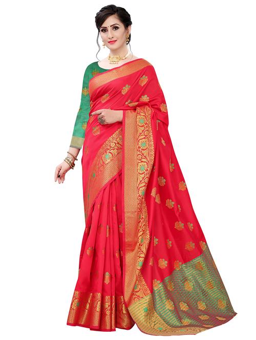 jacquard work handloom saree with blouse - 18043733 - Very Small Image - 1