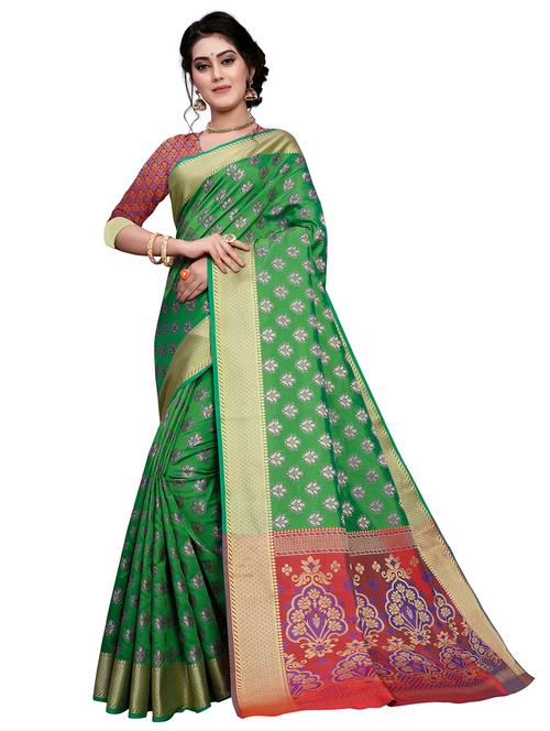 jacquard work handloom saree with blouse - 18043750 - Very Small Image - 1