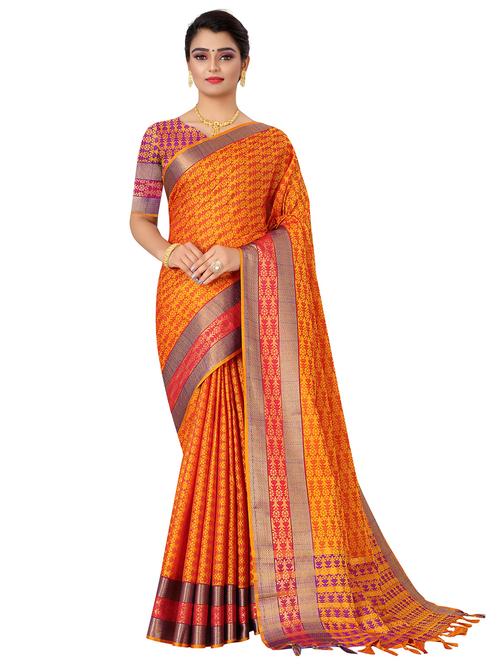 jacquard work handloom saree with blouse - 18043772 - Very Small Image - 1