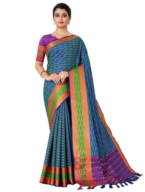 jacquard work handloom saree with blouse - 18043775 - Very Small Image - 1