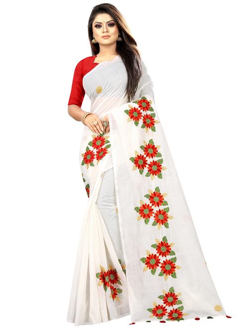 floral embroidered saree with blouse - 18043853 - Very Small Image - 1