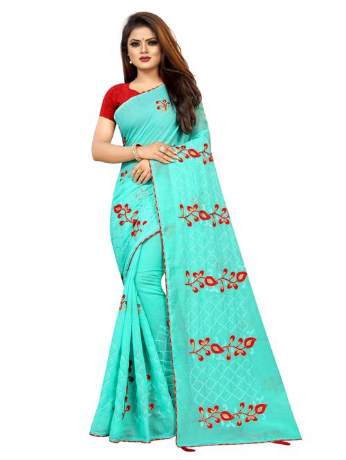 tonal embroidered saree with blouse - 18043882 - Very Small Image - 1