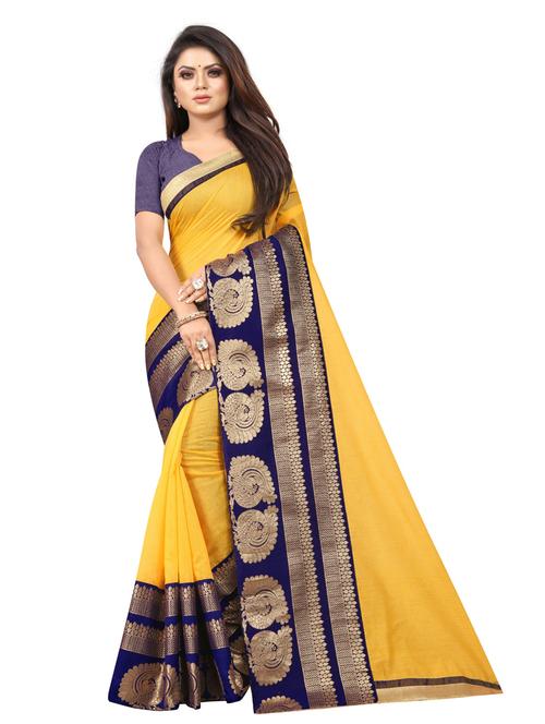 solid bordered saree with blouse - 18043893 - Very Small Image - 1