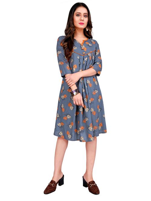floral printed flared ethnic dress - 18043923 - Very Small Image - 1