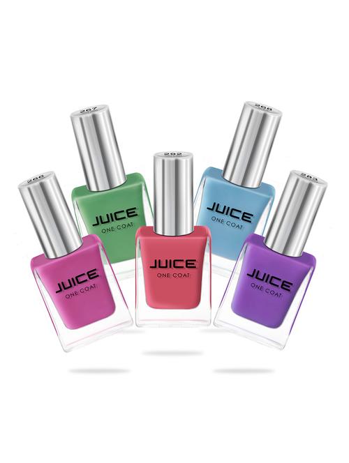 juice nail polish pack of 5 pickle green-267/sky blue-268/french purple-283/coral sunset-292/amaranth pink-266 gloss combo_15 - 18043994 - Very Small Image - 1