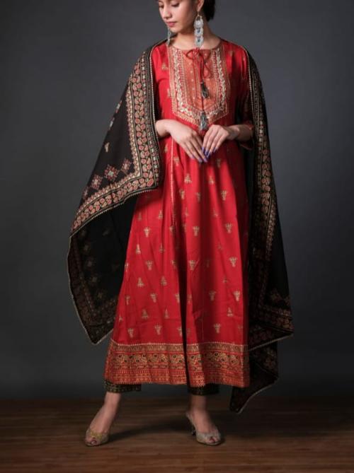 frock pant with dupatta block print - 18044317 - Very Small Image - 1