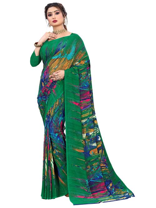 geometric printed saree with blouse - 18044511 - Very Small Image - 1