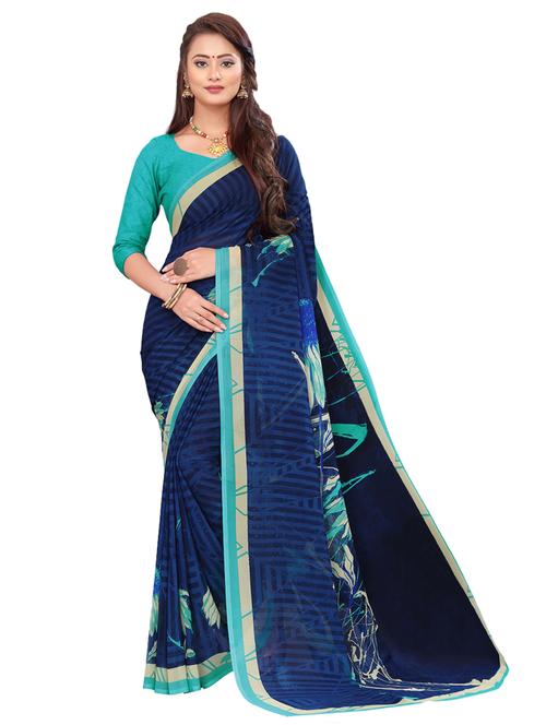 floral printed saree with blouse - 18044537 - Very Small Image - 1