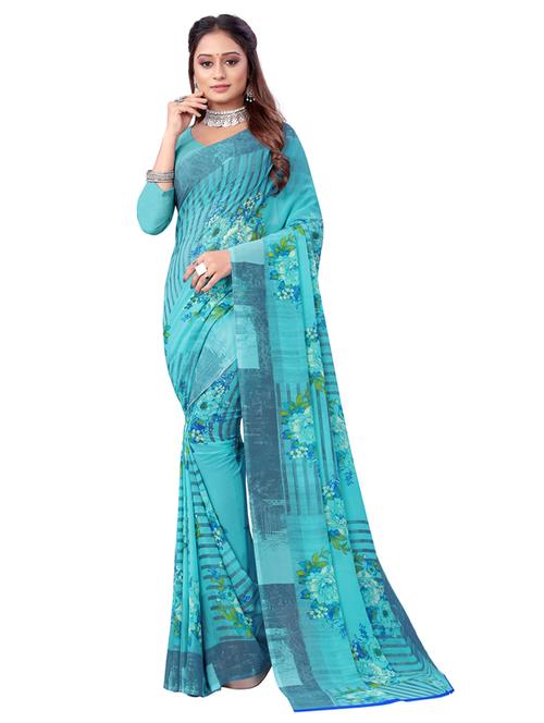 floral printed saree with blouse - 18044543 - Very Small Image - 1