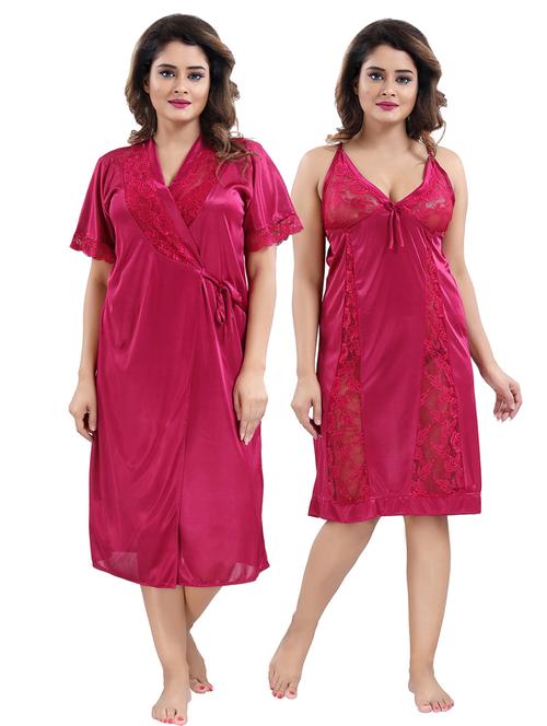 laced baby doll with robe set - 18044711 - Very Small Image - 1