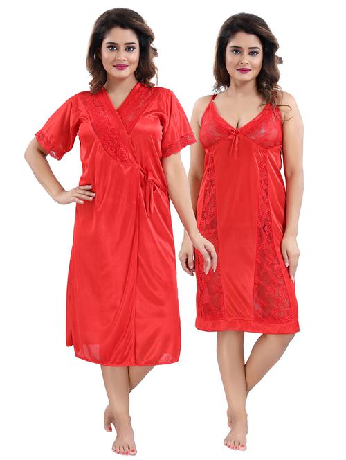 laced baby doll with robe set - 18044713 - Very Small Image - 1