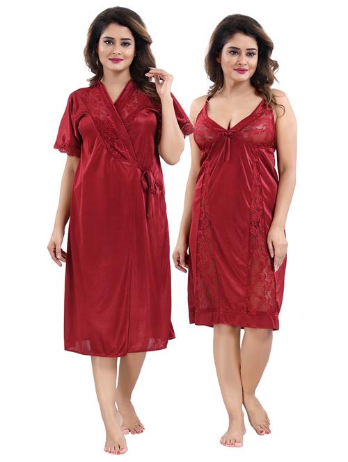 laced baby doll with robe set - 18044715 - Very Small Image - 1