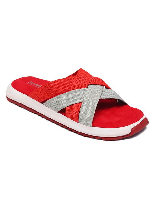 red synthetic & mesh slip on slippers - 18045507 - Very Small Image - 1