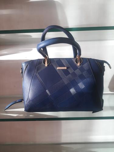 leatherette (pu) blue hand bag - 18045778 - Very Small Image - 1