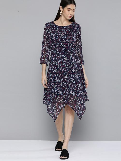 round neck floral high low dress - 18045786 - Very Small Image - 1