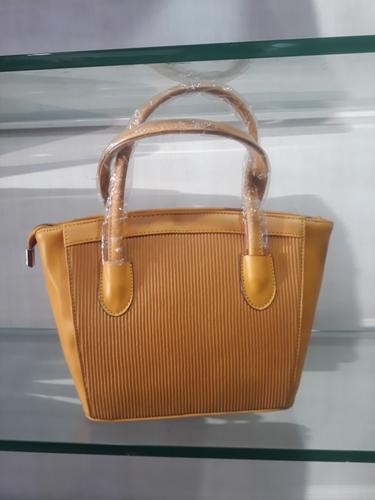 leatherette (pu) yellow hand bag - 18045803 - Very Small Image - 1