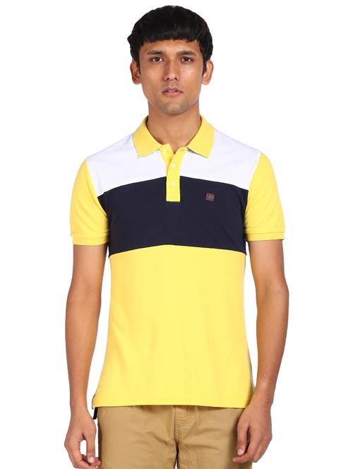 yellow color-block polo t-shirt - 18045882 - Very Small Image - 1