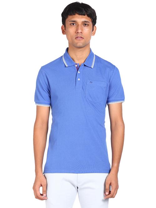 light blue color-block polo t-shirt - 18045896 - Very Small Image - 1