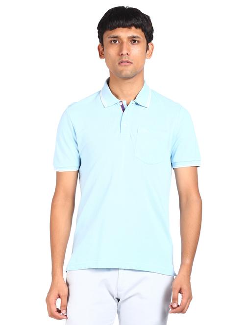 light blue solid polo t-shirt - 18045897 - Very Small Image - 1