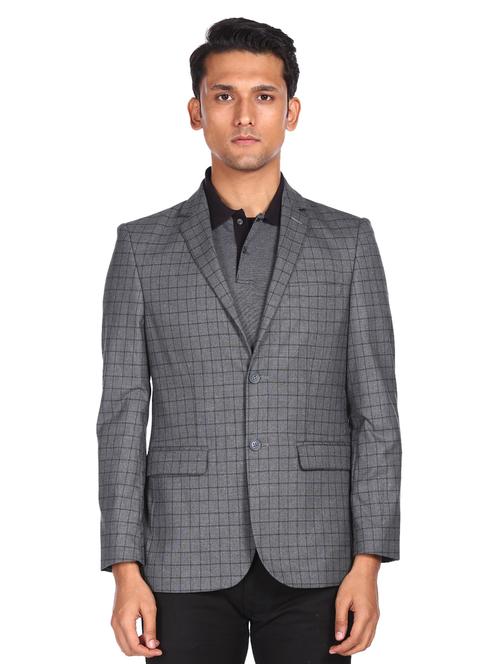 grey polyester single breasted formal blazer - 18045900 - Very Small Image - 1