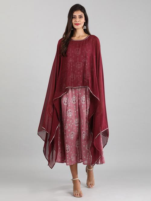 pink cotton aline ethnic dress - 18046053 - Very Small Image - 1