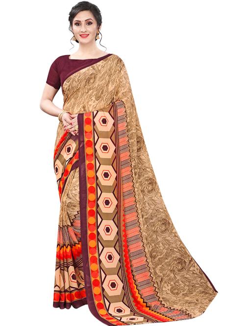 abstract printed saree with blouse - 18046298 - Very Small Image - 1