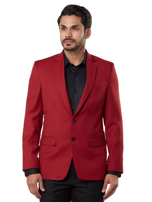 red solid single breasted formal blazer - 18046367 - Very Small Image - 1