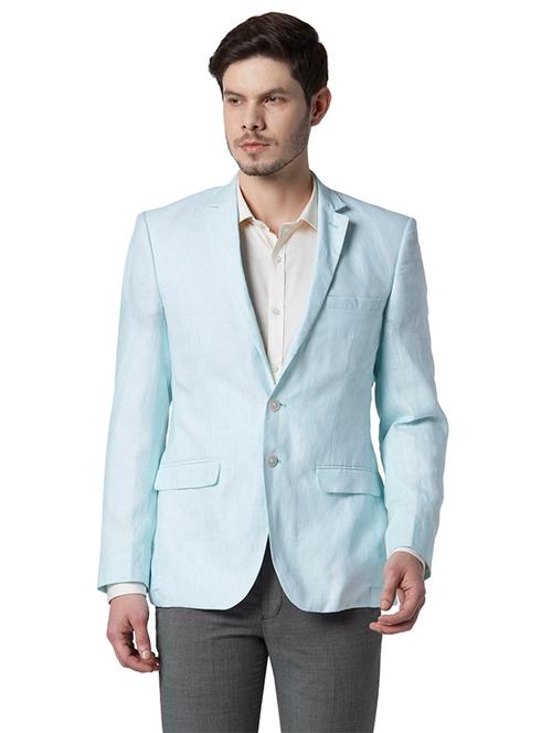 light blue solid formal blazer - 18046401 - Very Small Image - 1