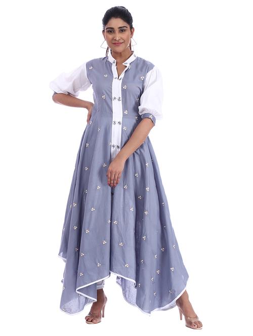 embroidered asymmetric kurta - 18046576 - Very Small Image - 1