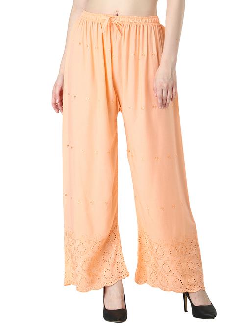 orange solid straight palazzo - 18046613 - Very Small Image - 1