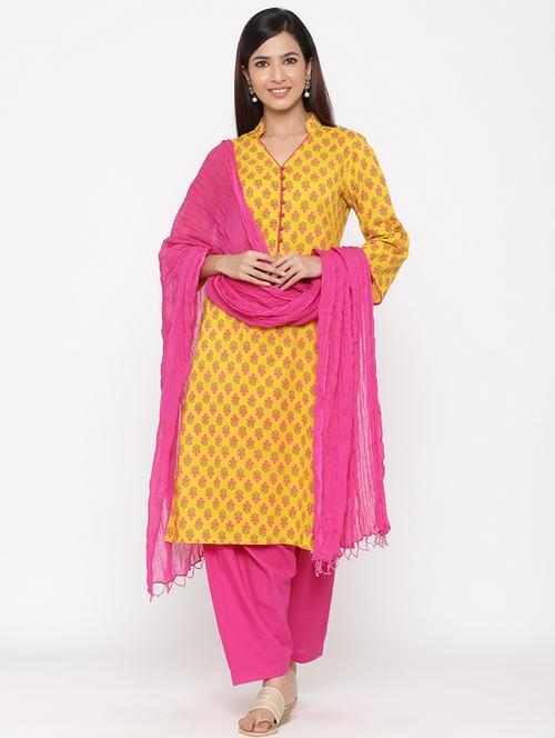 yellow color straight kurta with palazzo pant & dupatta - 18046725 - Very Small Image - 1