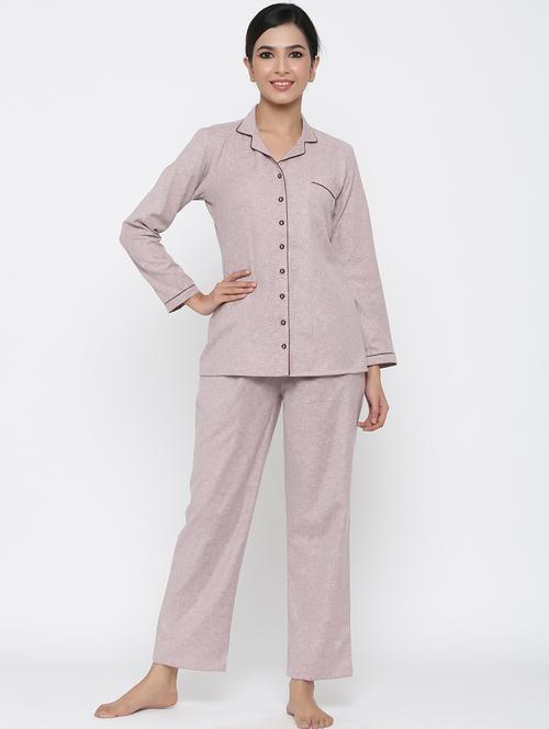 pink cotton women nightwear set - 18046783 - Very Small Image - 1