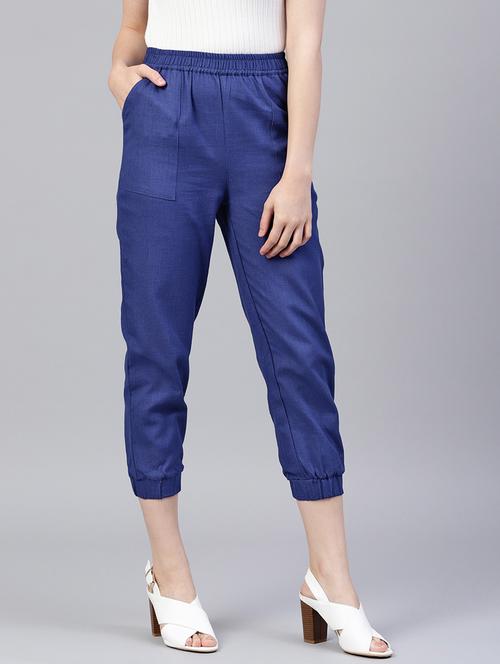 blue cotton straight tapered pant - 18046798 - Very Small Image - 1