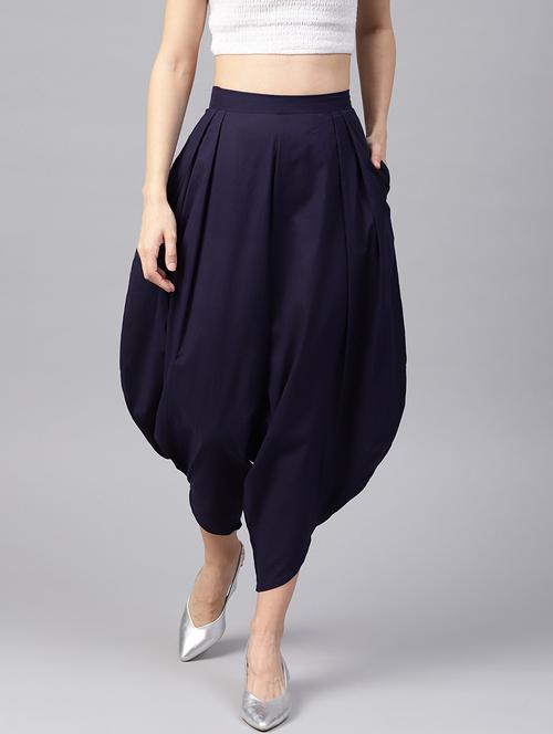 navy color cotton cowl dhoti - 18046802 - Very Small Image - 1