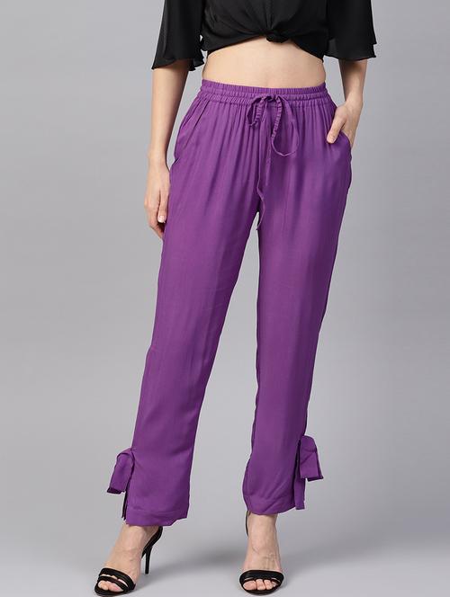 purple rayon straight tapered pant - 18046804 - Very Small Image - 1