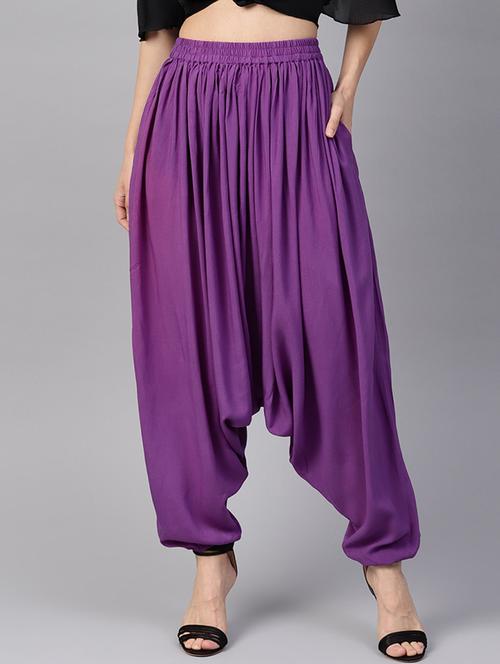 purple cotton straight tapered pant - 18046805 - Very Small Image - 1