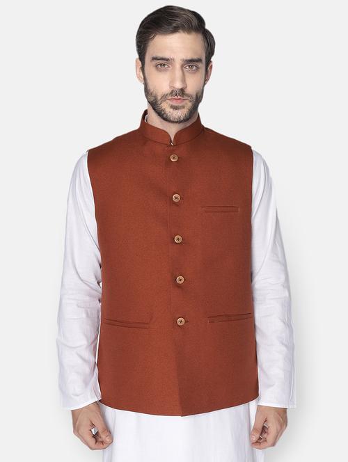 copper solid nehru jacket - 18046994 - Very Small Image - 1