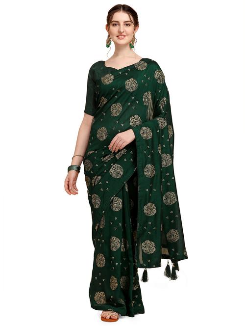 foil printed saree with blouse - 18047044 - Very Small Image - 1