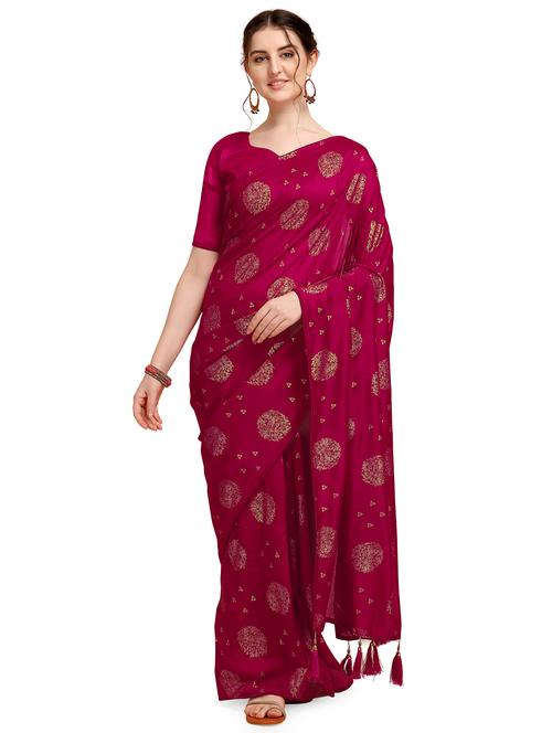 foil printed saree with blouse - 18047046 - Very Small Image - 1