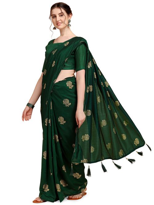 foil printed saree - 18047053 - Very Small Image - 1