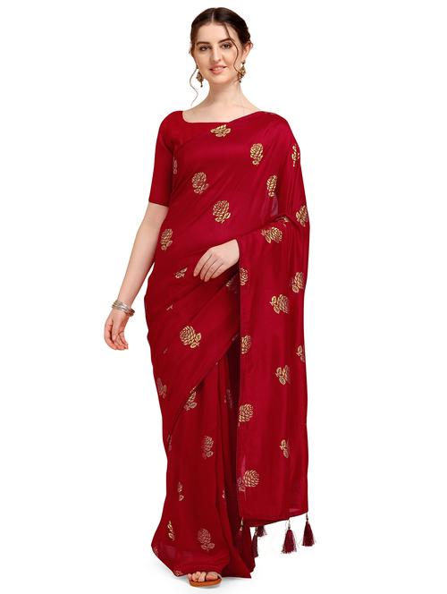 foil printed saree with blouse - 18047056 - Very Small Image - 1