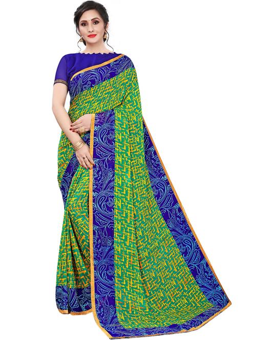 abstract printed saree with blouse - 18047187 - Very Small Image - 1