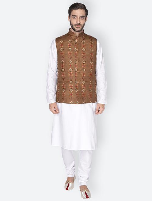 printed kurta pyjama ethnic wear set with jacket - 18047251 - Very Small Image - 1