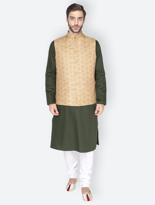 printed kurta pyjama ethnic wear set with jacket - 18047255 - Very Small Image - 1