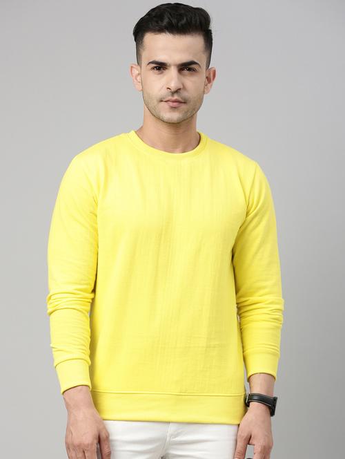yellow color round neck sweat shirt - 18047377 - Very Small Image - 1
