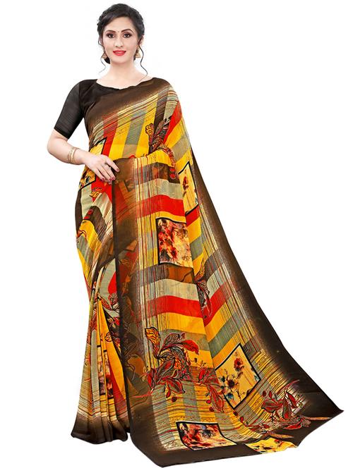 abstract printed saree with blouse - 18047453 - Very Small Image - 1