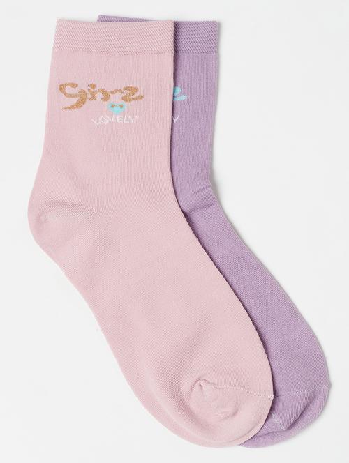 women pack of 2 printed ankle length socks - 18047617 - Very Small Image - 1