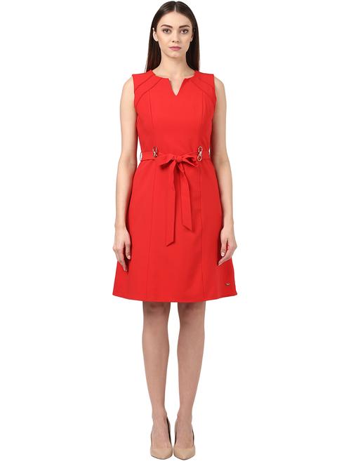 tie front solid a-line dress - 18048049 - Very Small Image - 1